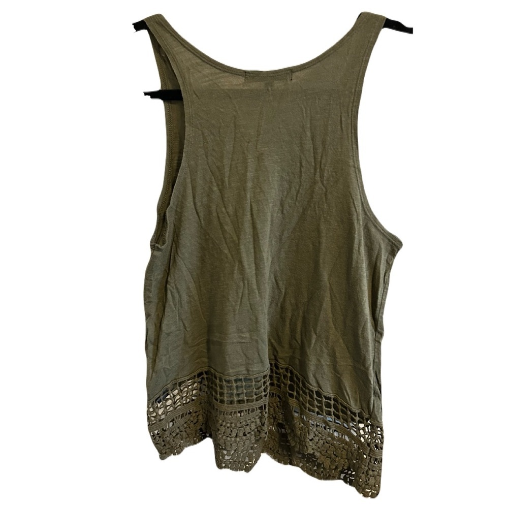 GEORGE Olive Green Crochet Hem Tank Top Cotton Modal Sz XS Boho Festival Summer - Picture 13 of 16